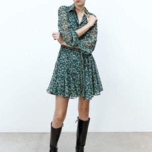 Zara Green Belted Dress